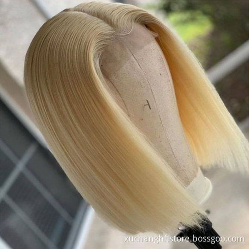 100% peruvian medium straight 8 inch full lace blonde 613 bob wigs human hair